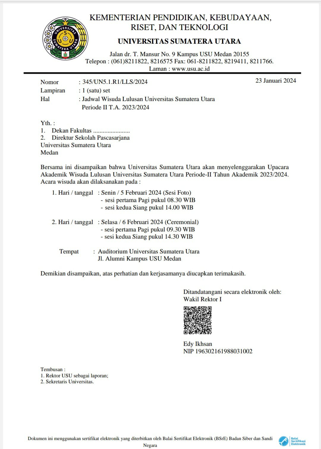 Jadwal Wisuda Periode II Tahun 2023/2024